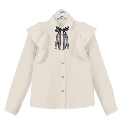 Блузка школьная с длинным рукавом для девочки Deloras C63994-25 молочная 1